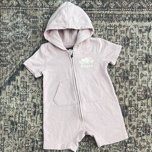 Roots Light Pink Hooded Baby Romper
